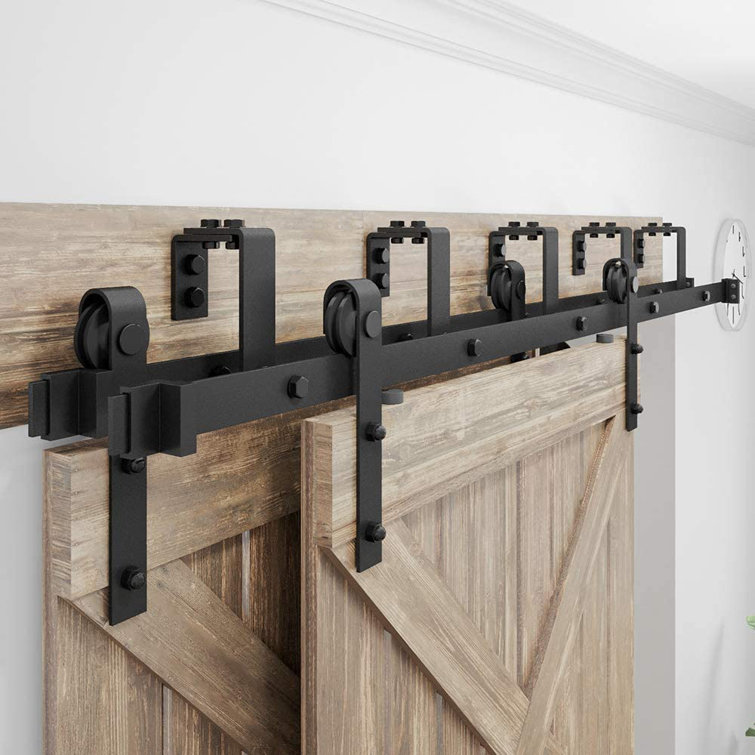 Lazio LAZ Sliding Double Bypass Double Door Barn Door Hardware Kit
